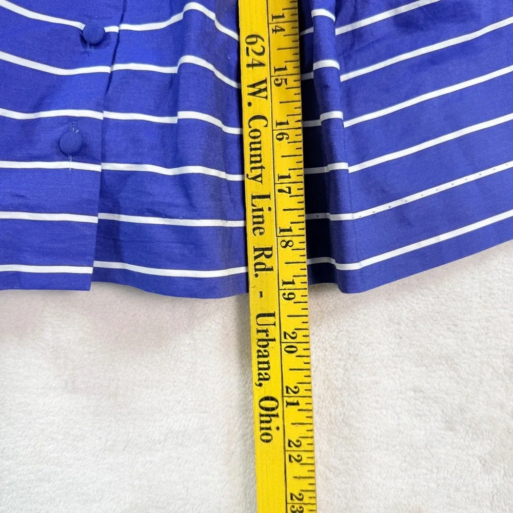 Ralph Lauren Girls Blue White‎ Striped Sleeveless Cotton Dress 24M  Button Back